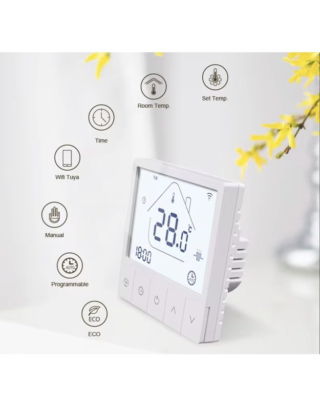 Išmanus laidinis potinkinis patalpos termostatas WIFI SMART 2