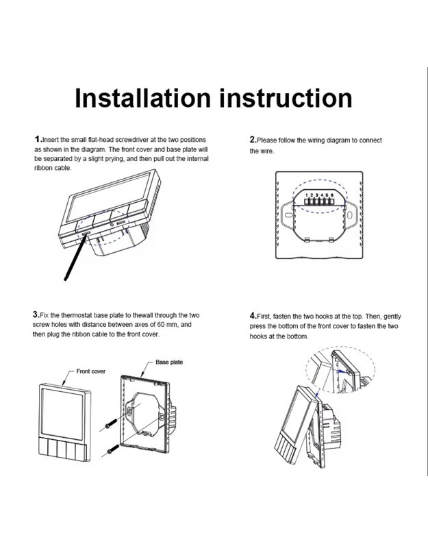 Išmanus laidinis potinkinis patalpos termostatas WIFI SMART 6