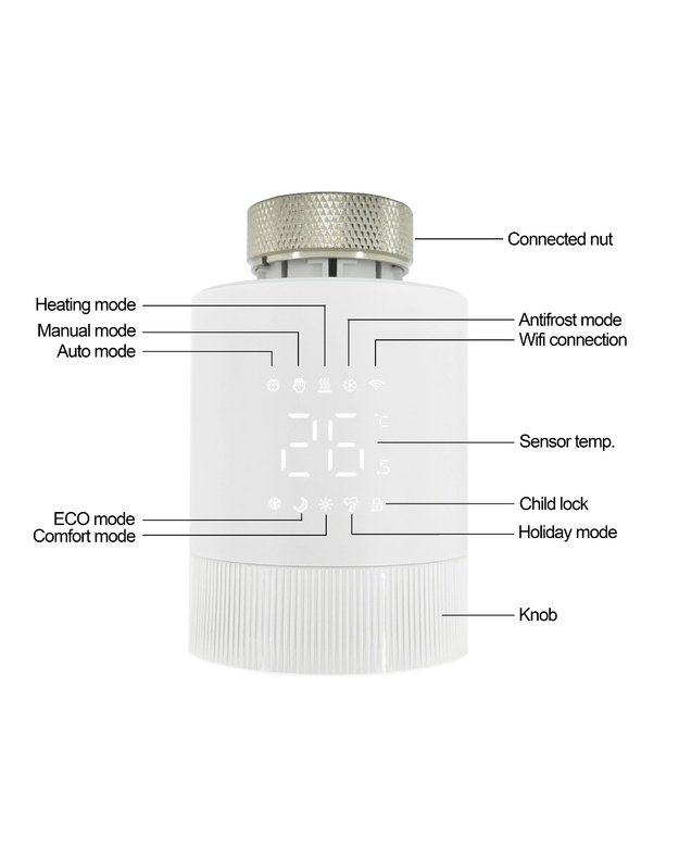 Išmanus radiatoriaus termostatas eGTZ-M30 WIFI SMART 1