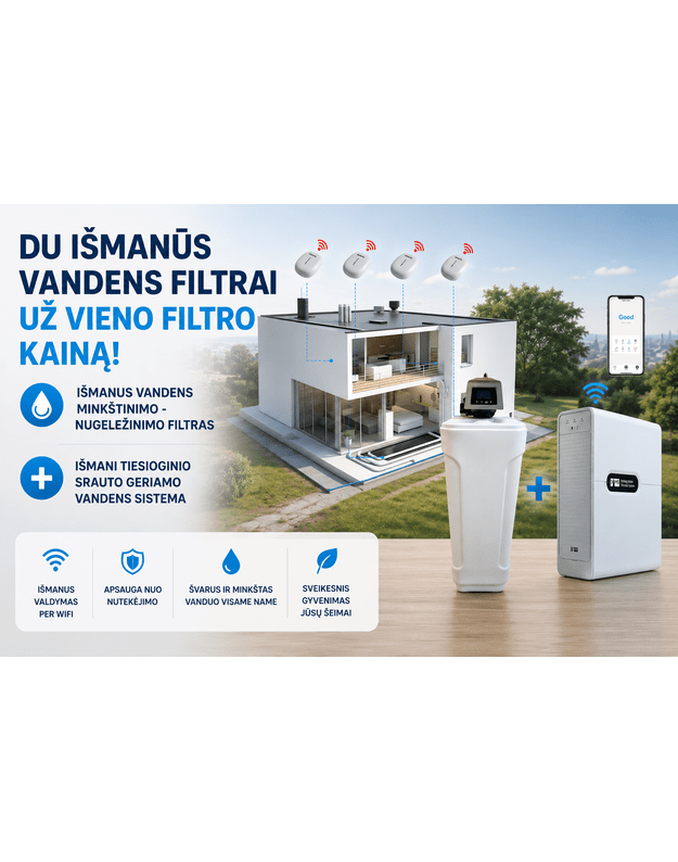 Išmanus vandens minkštinimo filtras SomSystem 30P-EV8 su "touch" liečiamu ekranu + SOM RO 8